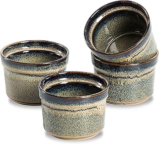 Ceramic Ramekins 5.5 oz, Porcelain Ramekins set of 4, Oven Safe, Small O...