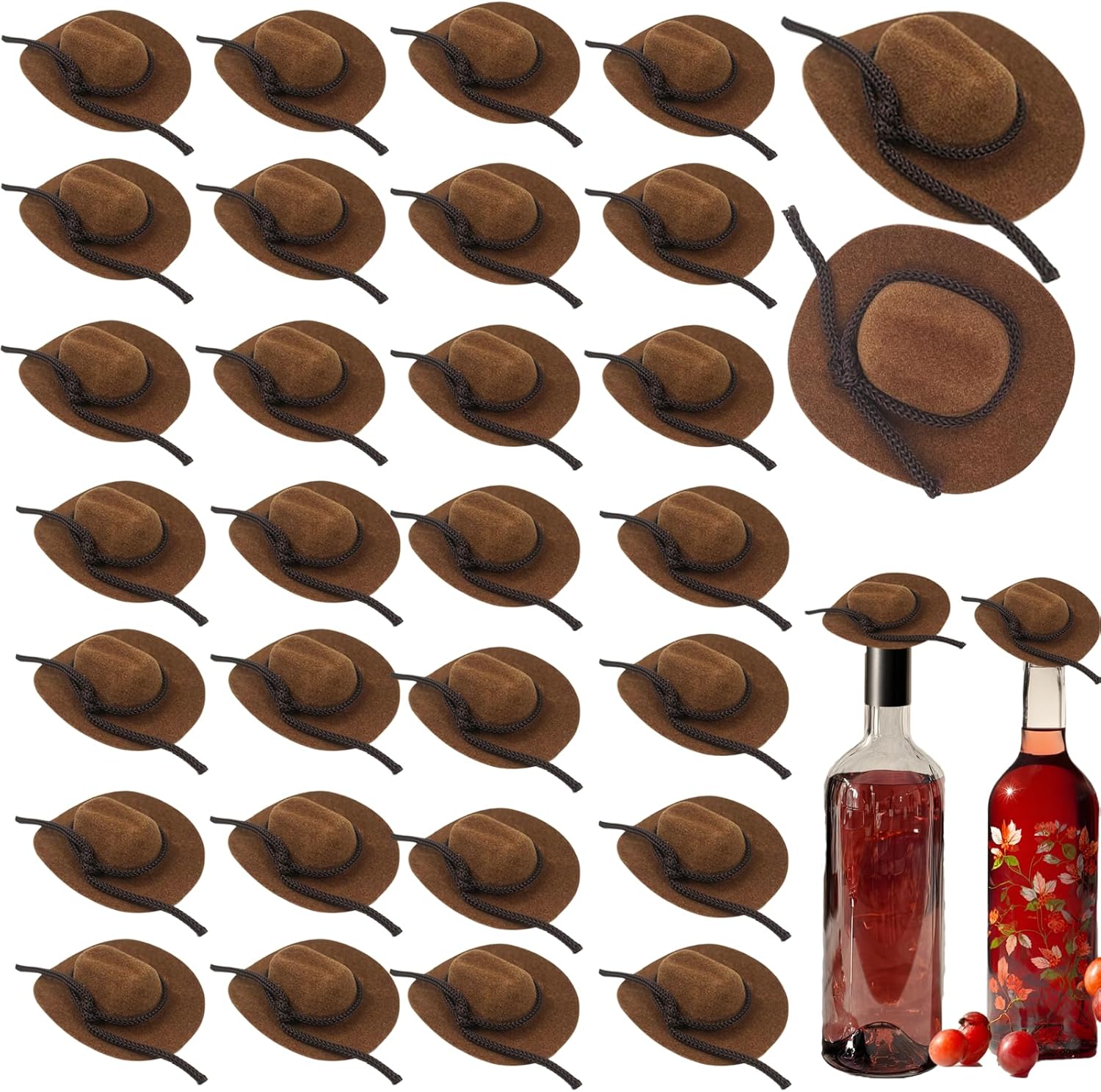 30 Pcs Mini Cowboy Hats for Dolls Crafts Parties and Miniature Scenes, Perfect Miniature Western Decor Accessories for Cowboy Theme Parties Birthday Favors, Cake Toppers
