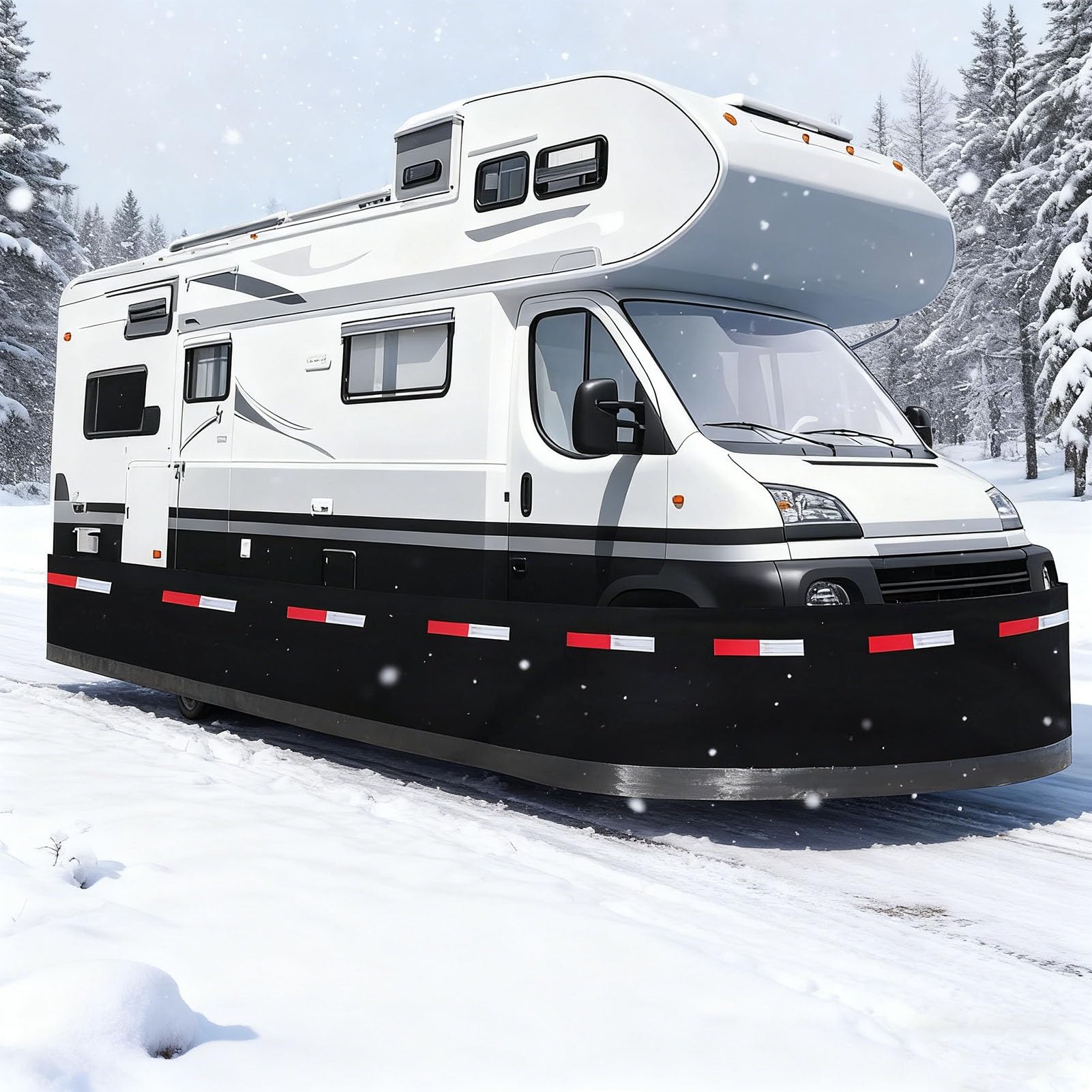 Faldones para Autocaravanas Refuerzo de Los Faldones de Casas Móviles para El Invierno, Faldones para Caravanas/Autobuses, Barreras de Nieve de 360 ​​Grados para Autocaravanas(13.0m (42.7ft))