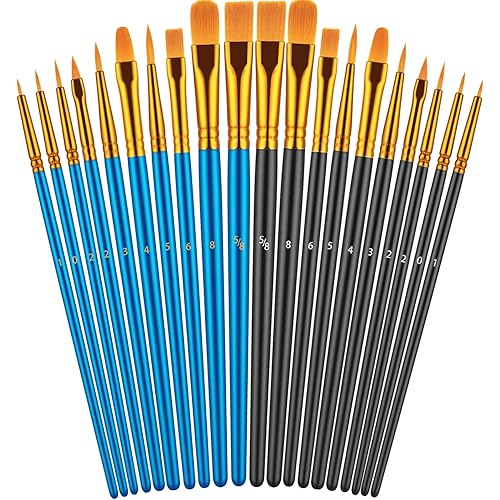 Paint Brushes Set, 20 Pcs Paint Brushes for Acrylic Painting, Oil Watercolor Acrylic Paint Brush, Artist Paintbrushes for Body Face Rock Canvas, Kids Adult Drawing Arts Crafts Supplies, Blue+Black