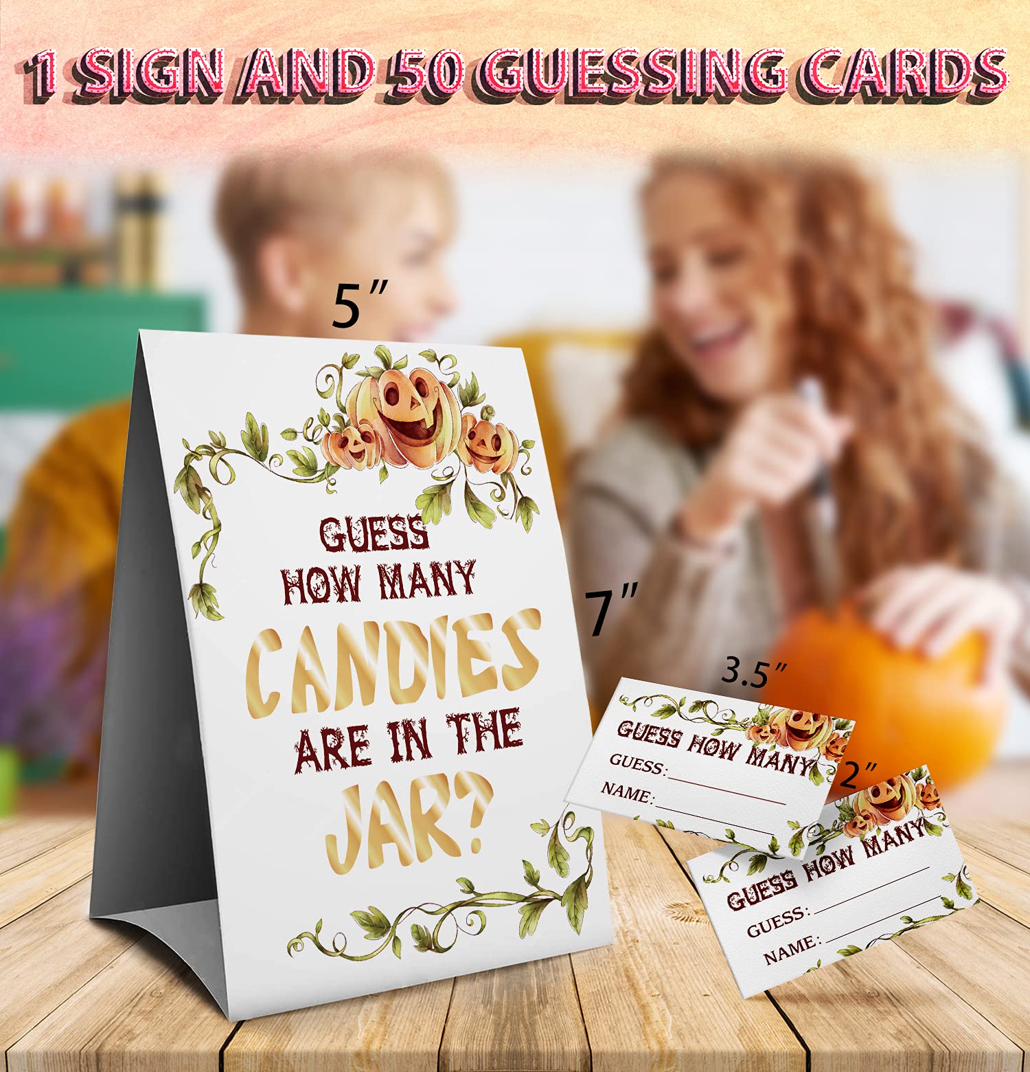 Amazon.com: Pumpkin Guess How Many Candies Are In The Jar, Halloween Candies  Guessing Game, Baby Shower Game Sign, Bridal Shower Game Sign, Birthday  Party Games Sign -1 Sign and 50 Guessing Cards(16A) :