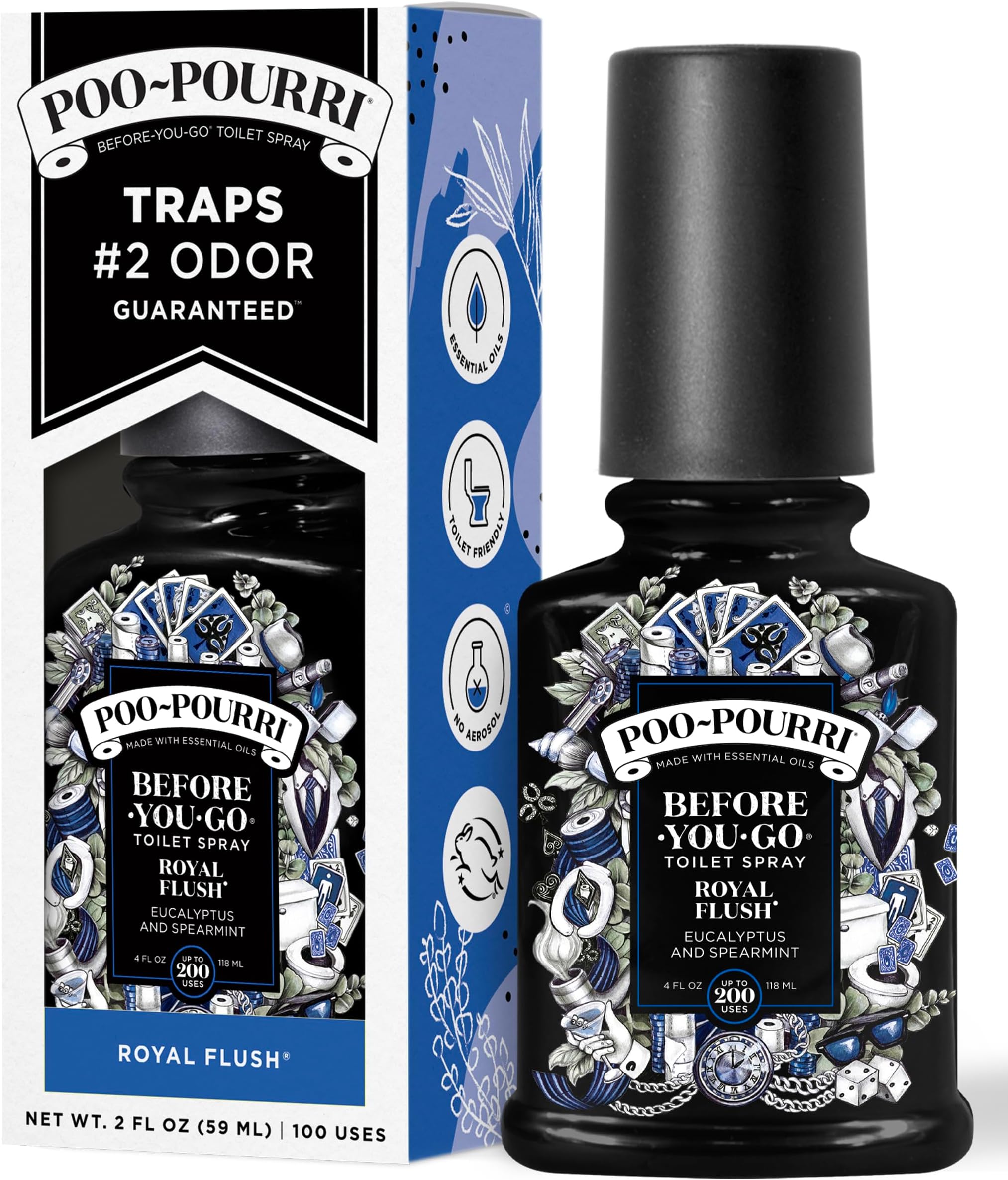 Poo-Pourri Before-You-Go Toilet Spray, Royal Flush, 2 Fl Oz - Eucalyptus and Spearmint