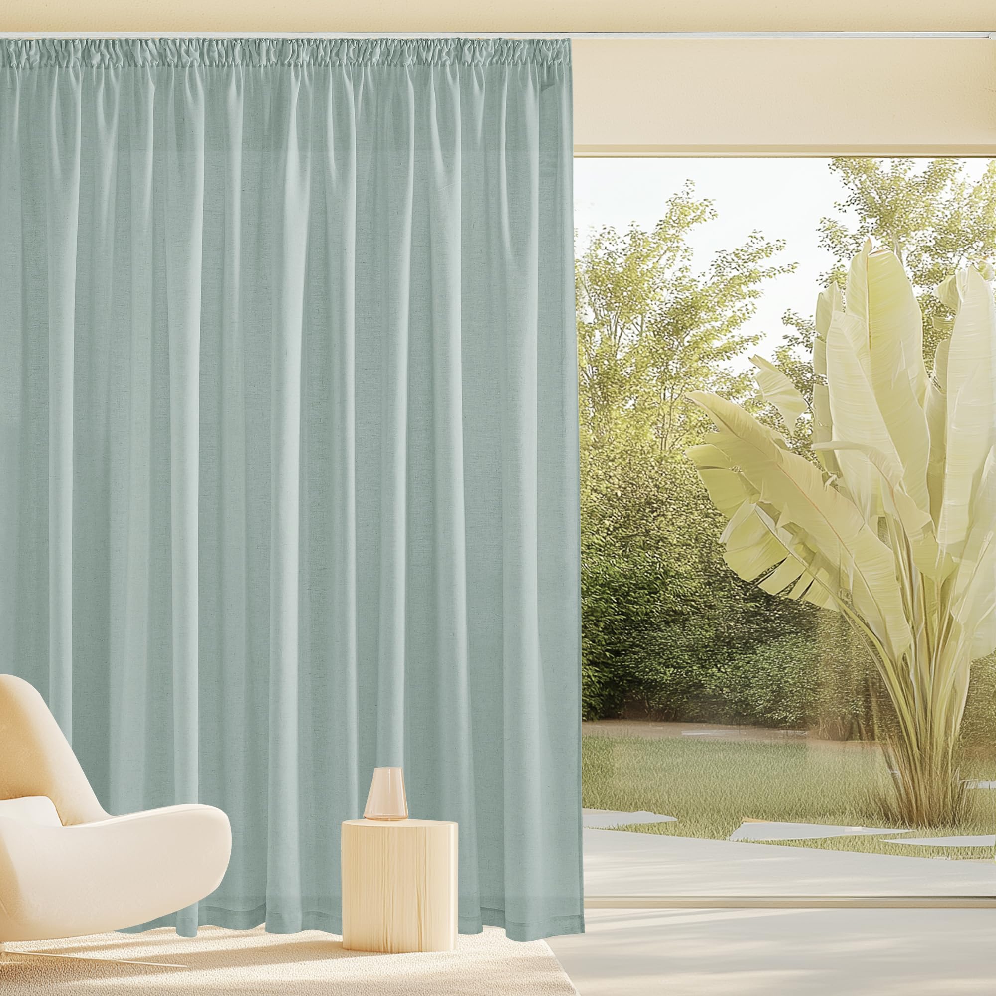 Pony Dance Vorhang Leinenoptik Halbtransparent - 2 Stücke Landhaus Gardine mit Ösen für Wohnzimmer & Schlafzimmer Fenster Vorhänge im Landhausstil Vorhang Boho Style