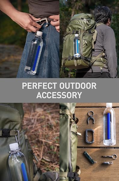 KEEPO LINK Mousqueton en titane pour sac à dos, ceinture, porte-clés | Clip de bouteille d'eau à dégagement rapide pour EDC et randonnée en plein air et escalade, ajustement universel pour la plupart - 5