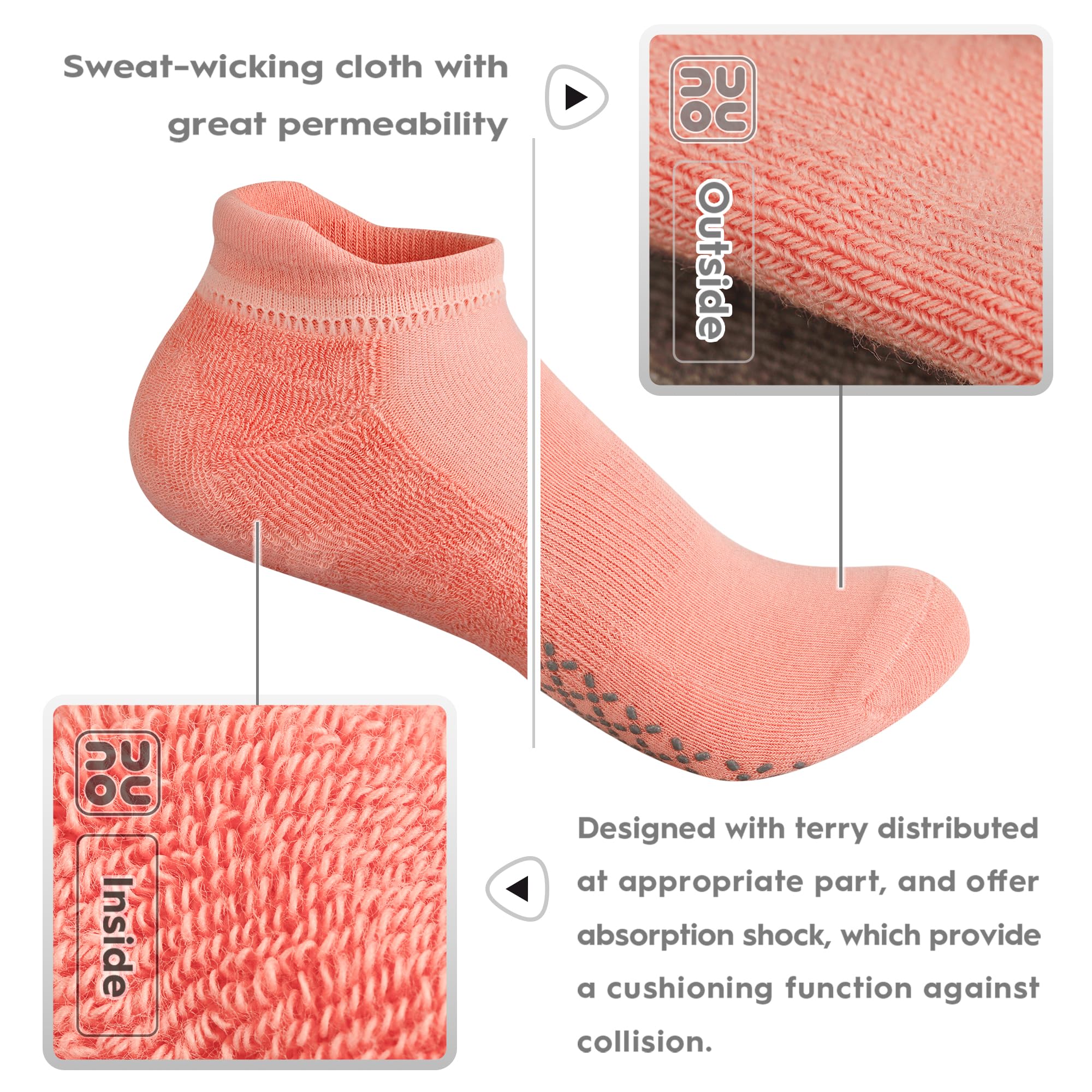 Unenow Calcetines antideslizantes unisex con cojines, calcetines para yoga, pilates, barra de suelo y hospital