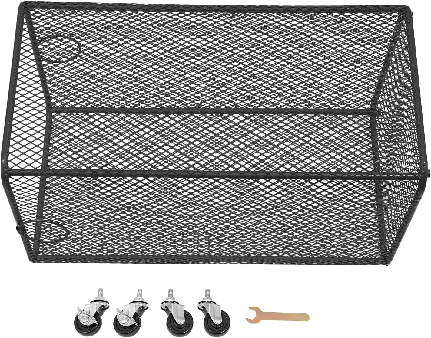 Rolling Laundry Basket, Large Capacity Metal Laundry Hamper with Wheels, Heavy Duty Iron Mesh Hamper Cart for Home Bathroom Bedroom Laundry Room (Black, Square)