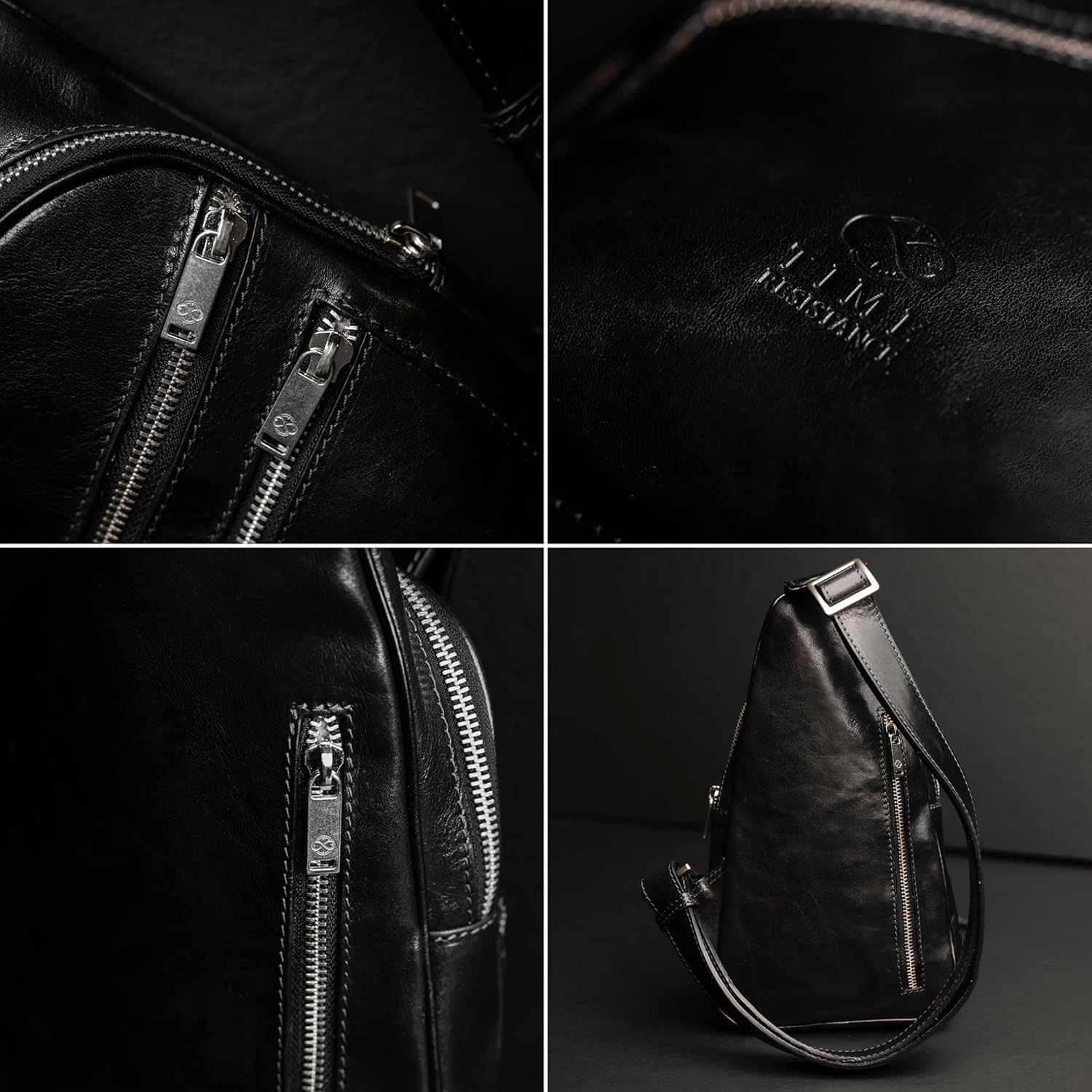 Time Resistance Leather Crossbody Bag - Brown Sling Bag - Messenger Bag for Men and Women - Handmade Shoulder Bag Backpack