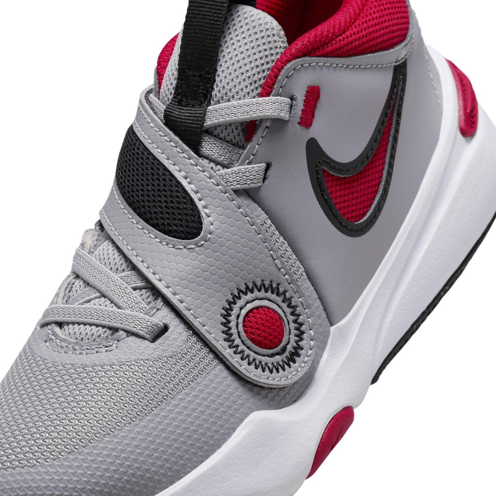 Nike Team Hustle D 11 Little Kids' Shoes (DV8994-006, Cement Grey/Black/White/Gym Red) Size 11