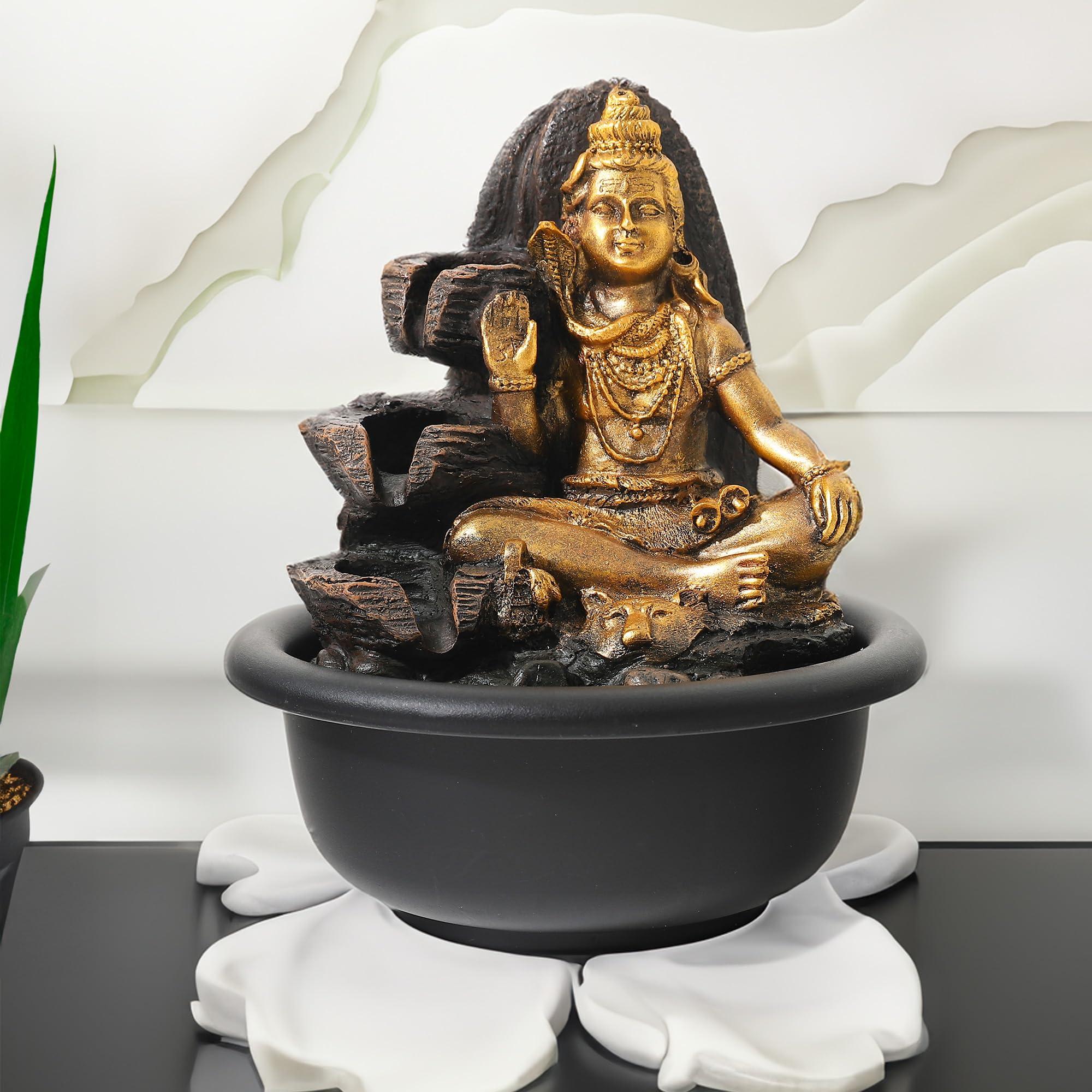 UMAI Buddha Idol Water Fountain for Home Decor (19cm) LED Lights | Waterfall Fountains for Living Room, Garden, Office, Reception,Tabletop | Home Decor Items (Shiva Idol Fountain)-image-47