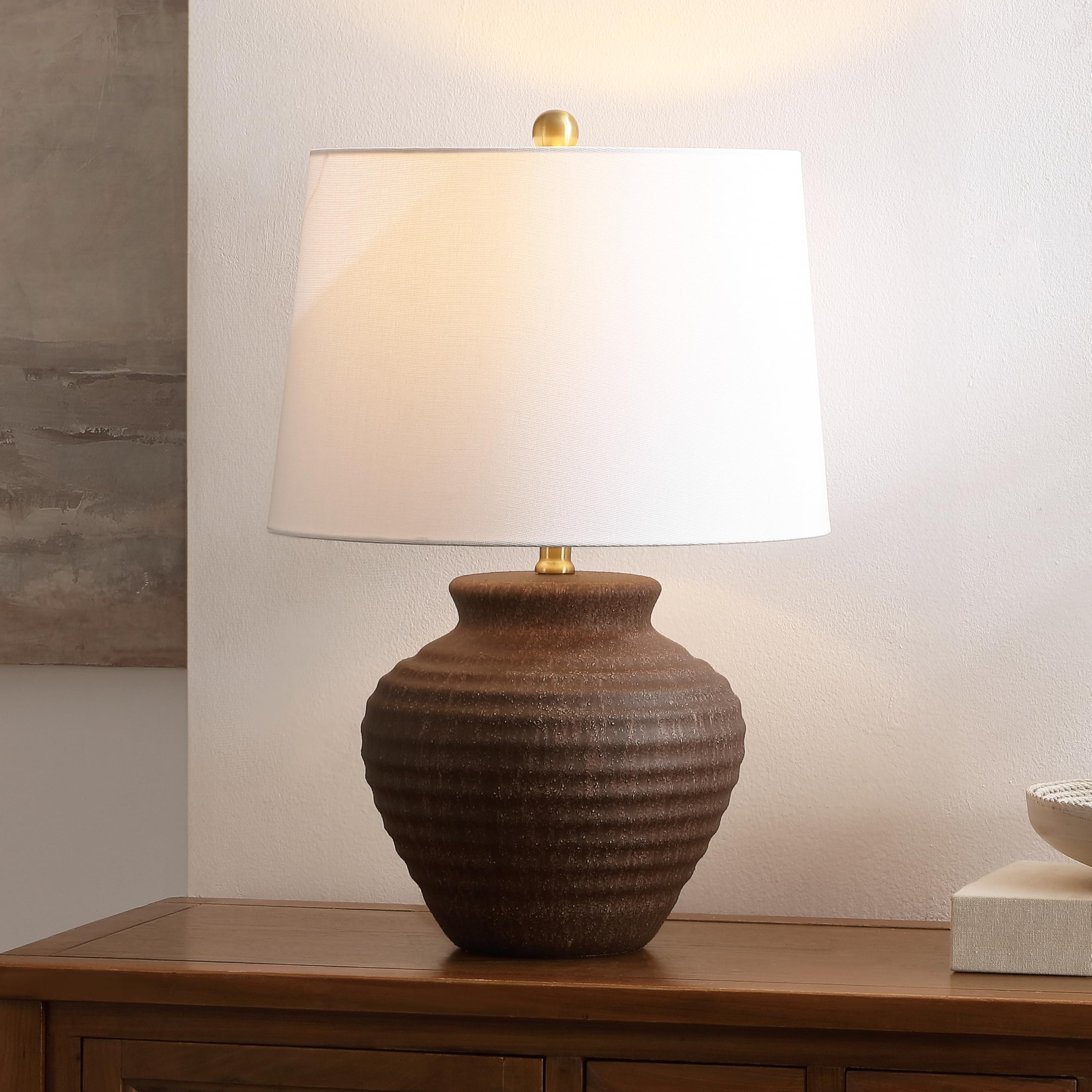 SAFAVIEH Lighting Collection Ledger 23-Inch Dark Brown Ceramic