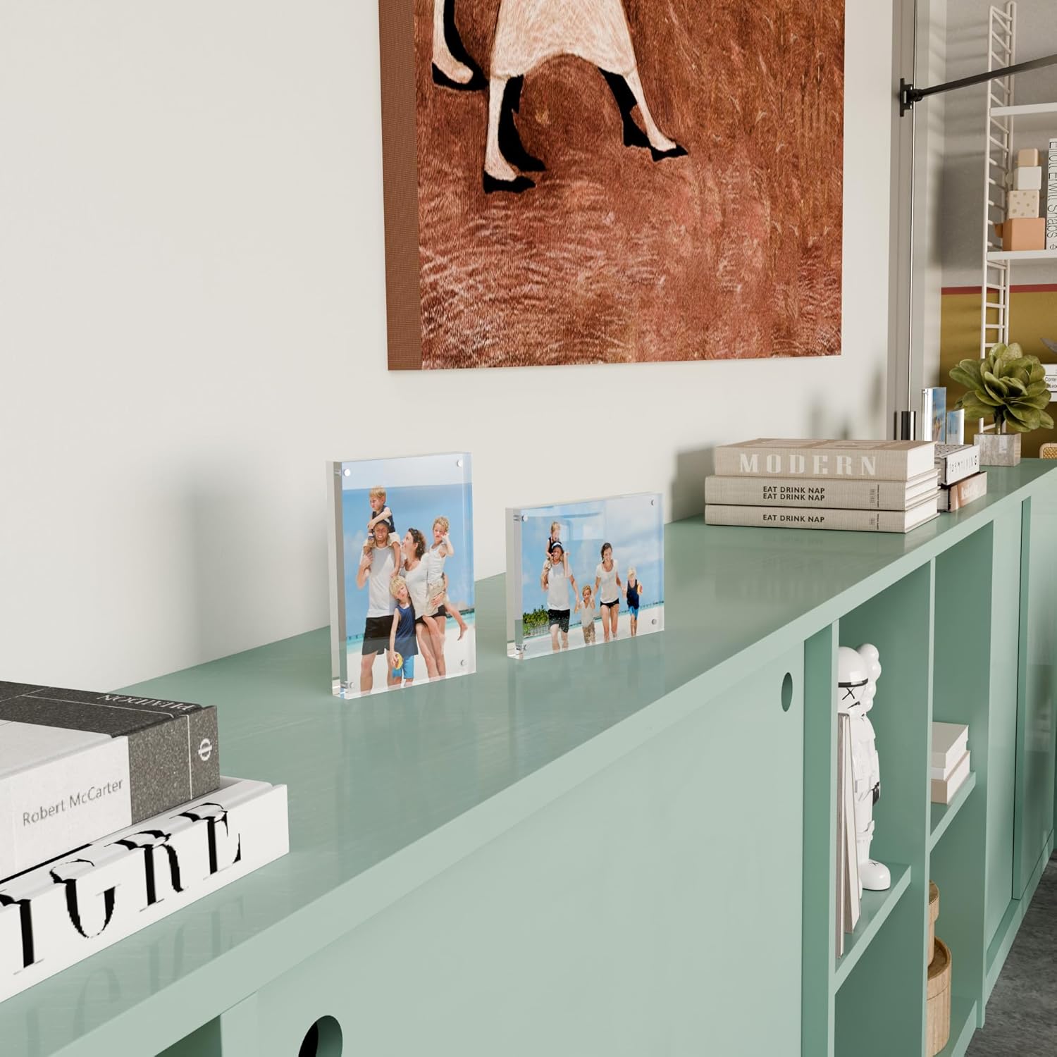 5x7 Acrylic Picture Frame 3 Pack, 20mm Thick Magnetic Double Sided Display 20% Thicker- Frameless Clear Transparent Photo Frame for Desktop/Tabletop, Self Standing with Microfiber Cloth