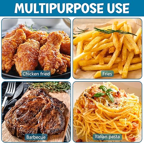 Miniatura 3 de Mumufy Colador cuadrado de malla fina para araña, colador de aceite para freidora, cuchara de araña de acero inoxidable con mango largo para cocina,