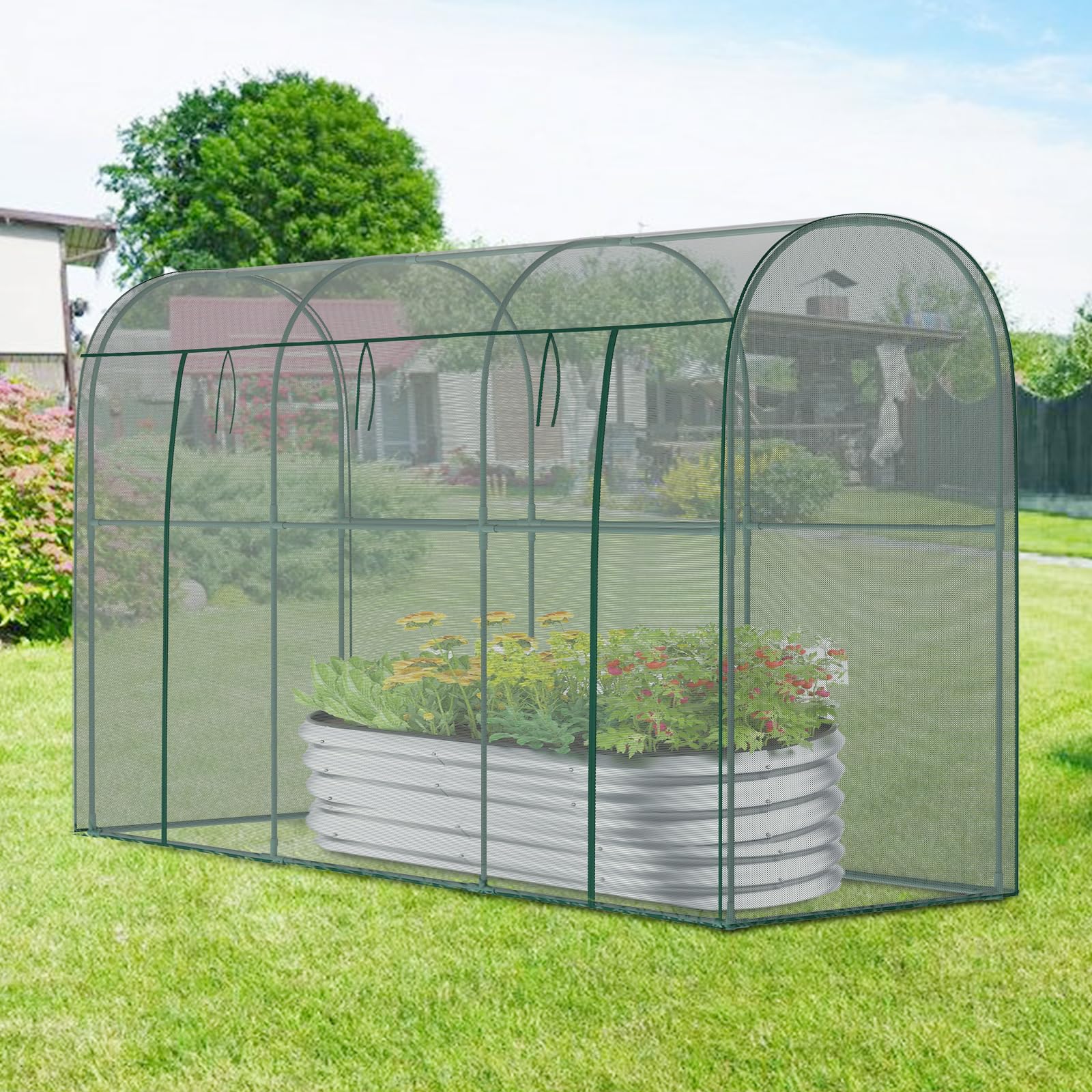 SUNYRISY 300x100x180 cm Gartenzaun Pflanzenkäfig Pflanzennetz für Tomaten Topfpflanzen Gemüse Blumen Schutz, Netz-Gewächshaus Gartennetz Zschafzaun Fence für Garten, Bogen