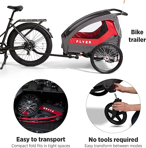 Miniatura 5 de Flyer Duoflex - Remolque de bicicleta 2 en 1 y cochecito para niños pequeños de 1 año en adelante