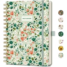 AHGXG Spiral Journal Notebook, 160 Lined Pages, A5 Medium Size 5.7'' x 8.3'', for Women, Journaling, Writing, Work & Office, Hardcover, 100 GSM Thick Paper Ditsy Floral Sagel