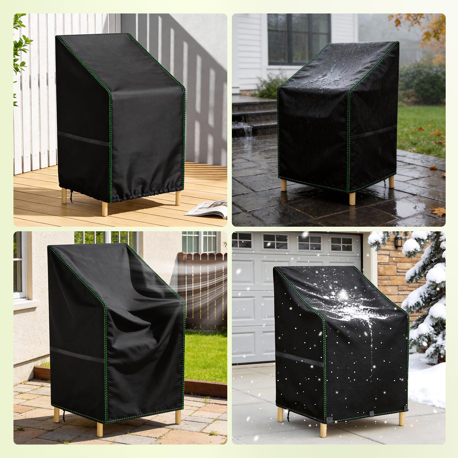 Zocipro Pokrowce na krzesła ogrodowe, 210D, Oxford, wytrzymałe, wodoodporne pokrowce na krzesła na zewnątrz, 64 x 64 x 70/120 cm, wiatroszczelne, odporne na promieniowanie UV, pokrowiec na krzesło ze