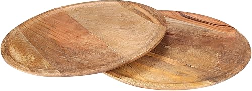 Miniatura 6 de CLEENTABLE Juego de 4 Platos para Aperitivos de Madera de Mango de 11" - Platos Redondos Hechos a Mano para Ensalada, Cena, Pasta, Postre,
