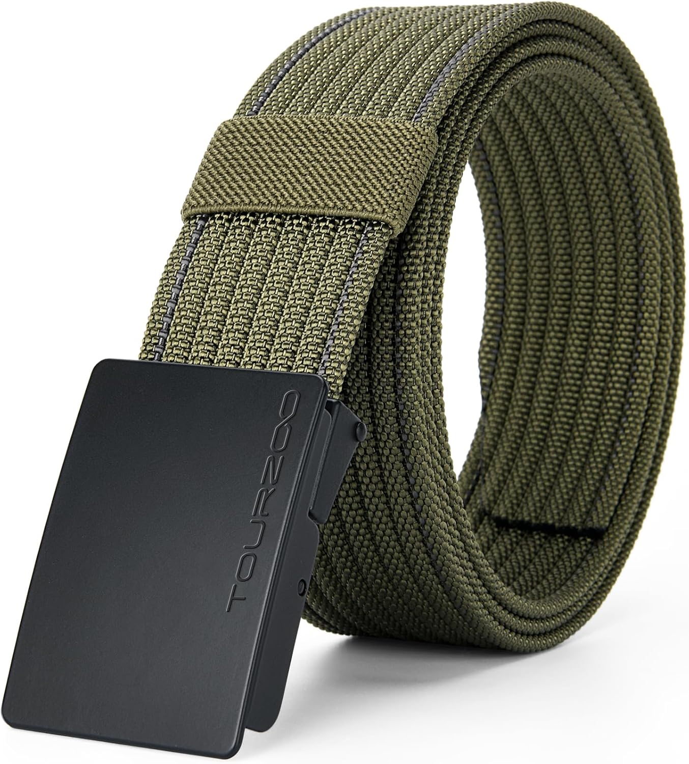 Nylon Military Tactical Belts for Men 1.5" No Holes Adjustable Webbing Canvas Belt for Hiking, Casual & Outdoor