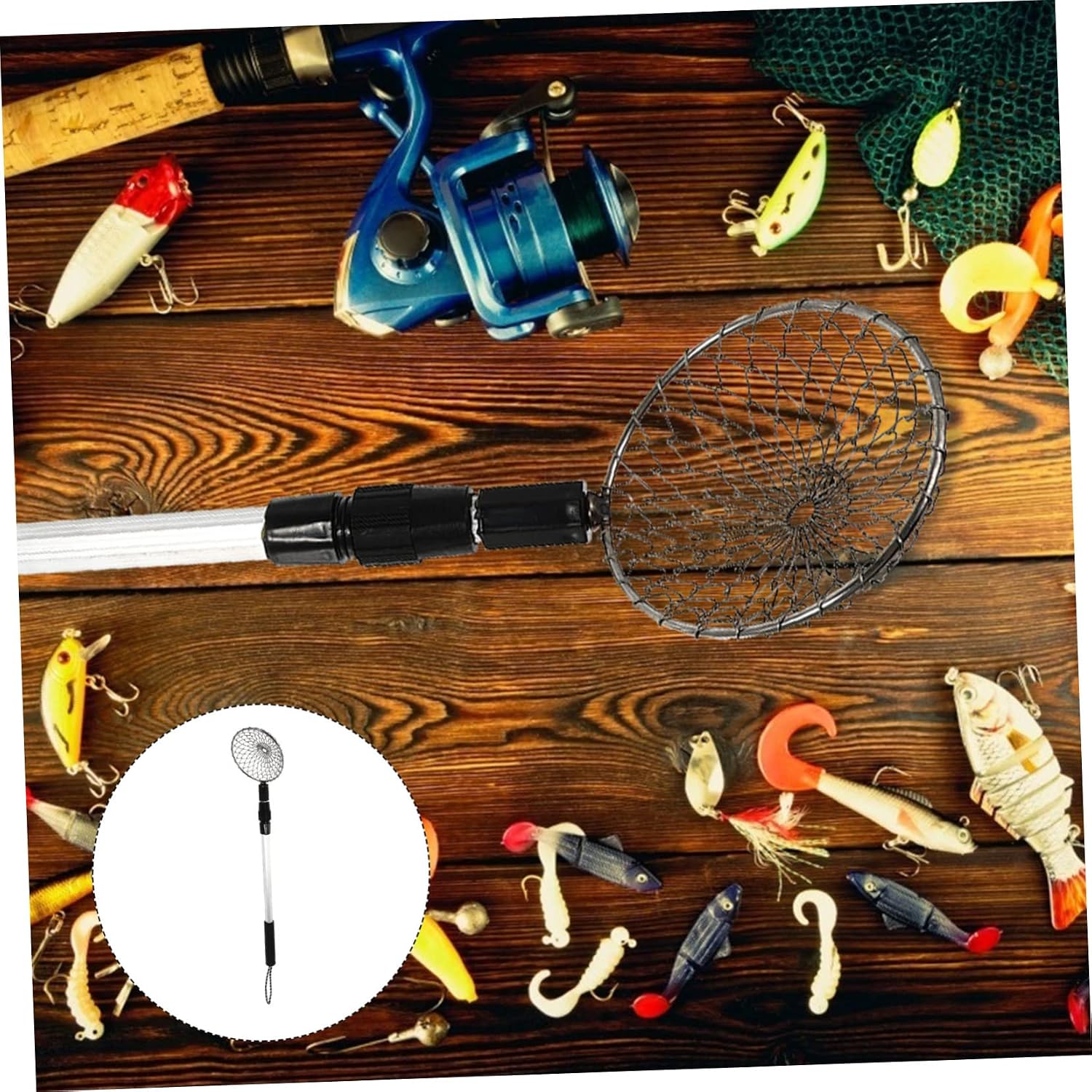 VOSAREA Fishing Catch Spoon Ice Scoop Strainer Aluminum Alloy Material Ice Fishing Equipment Scoop Pole