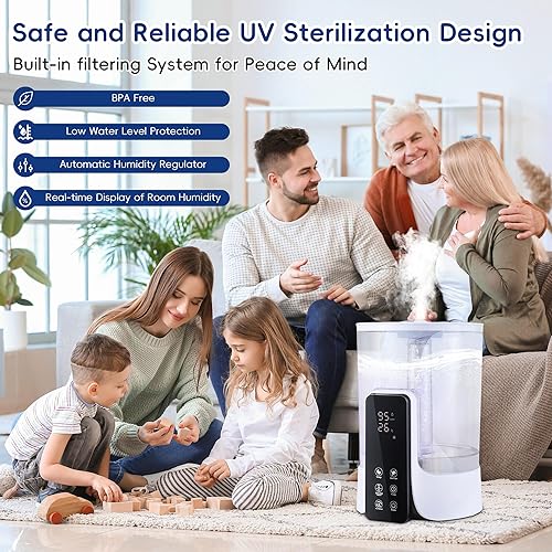 Miniatura 6 de 6L Remote Warm And Cool Mist Humidifiers For Bedroom,Whole House Top Fill Ultrasonic Humidifier With Essential Oil Diffuser For Baby, Humidifiers