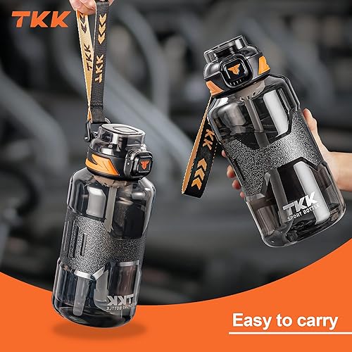Miniatura 7 de TKK Botella de agua deportiva de 50 onzas, botella de agua de medio galón con pajilla, botella de agua de plástico de gran capacidad, apta para