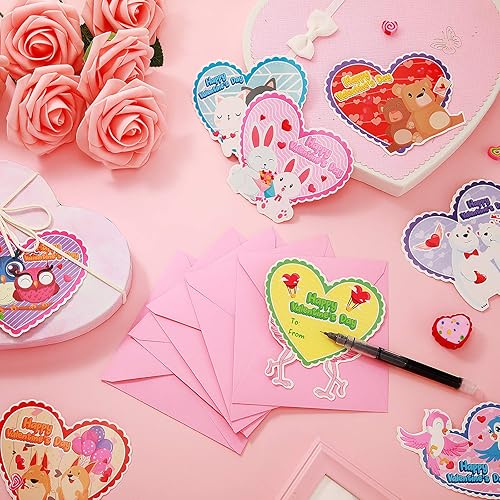 Miniatura 6 de Zonon 40 tarjetas de San Valentín para niños, preciosas tarjetas de felicitación de San Valentín con sobres, tarjetas de aniversario en forma de