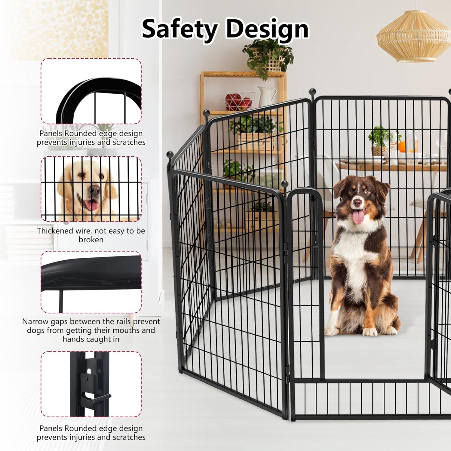 Dog Playpen 40" Height Portable Dog Fence 10 Panels Pet Pen Outdoor for Yard, Pet Playpen with Lockable Door for Large/Medium/Small Dogs, Heavy Duty Puppy Playpen Pet Fence for RV, Camping