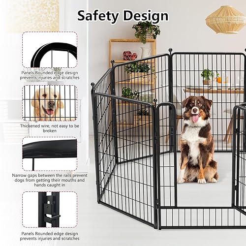 Vista 4 de Corralito para perros de 40 pulgadas de altura, valla portátil para perros, 10 paneles, corral para mascotas al aire libre para patio, corral