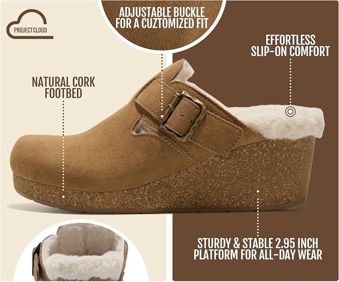 Project Cloud Genuine Leather Platform Clogs for Women - Womens Mules