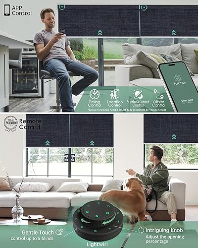 Miniatura 52 de Yoolax Persianas motorizadas con control remoto, persianas inteligentes opacas de tela motorizada funcionan con Alexa, persianas automáticas