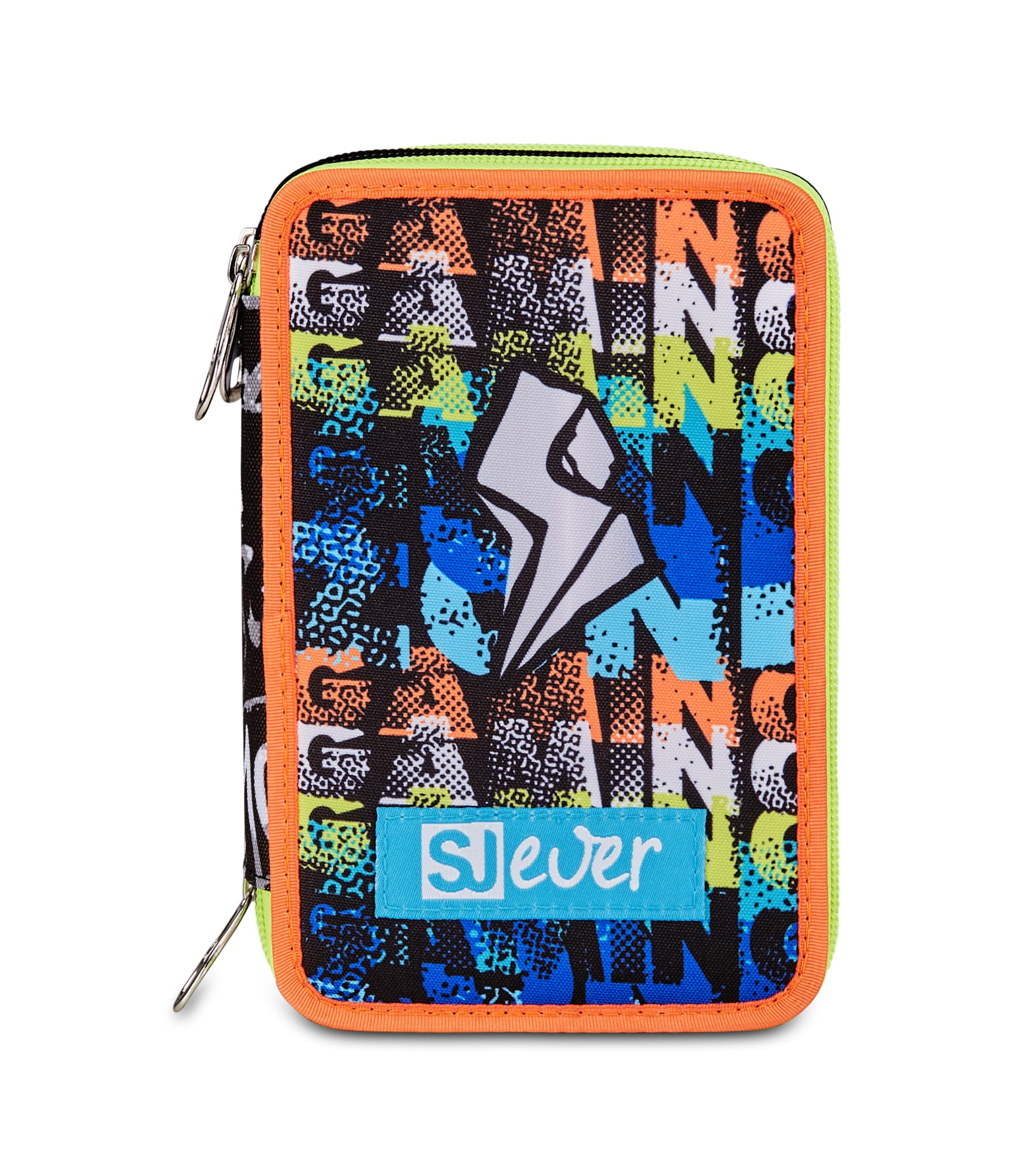 SJ GANG STYLE JAM GANG Federmäppchen, Mäppchen, Mehrfarbig, Federtasche für Schreibwaren, Etui mit Stiften, Kugelschreiber, & mehr, 3 Fächer, Mädchen & Jungen, Schule - Grundschule, Mehrfarbig