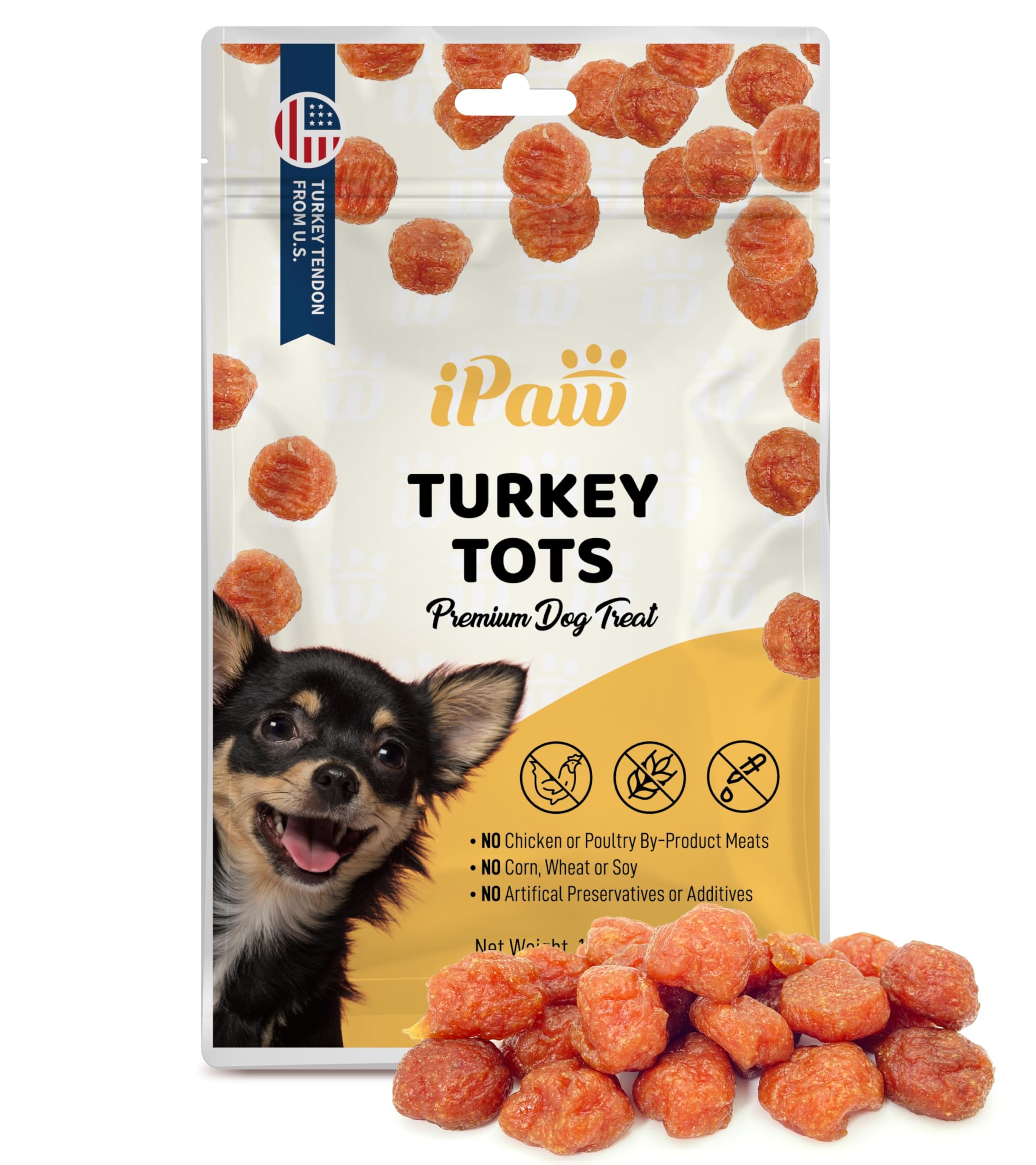 iPaw Turkey Tots Dog Treats for Puppy Training All Natural Human Grade Dog Treat US Sourced Raw Material