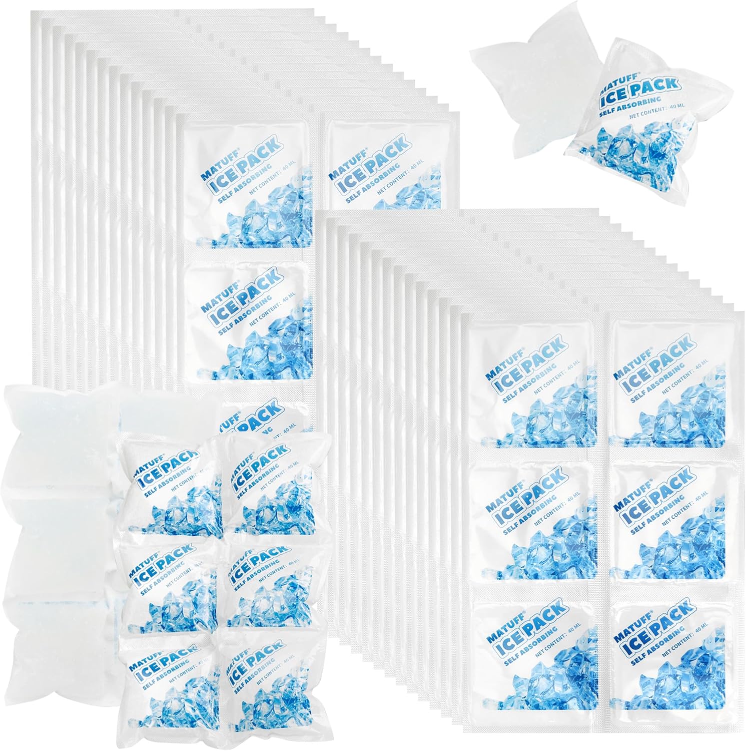 100 Sheets Reusable Freezer Ice Packs for Coolers & Lunch Boxes - Long-Lasting Gel Ice Packs, Cuttable 600 Cells, Keep Food/Drinks Cold for Shipping, Camping, Beach, Fishing
