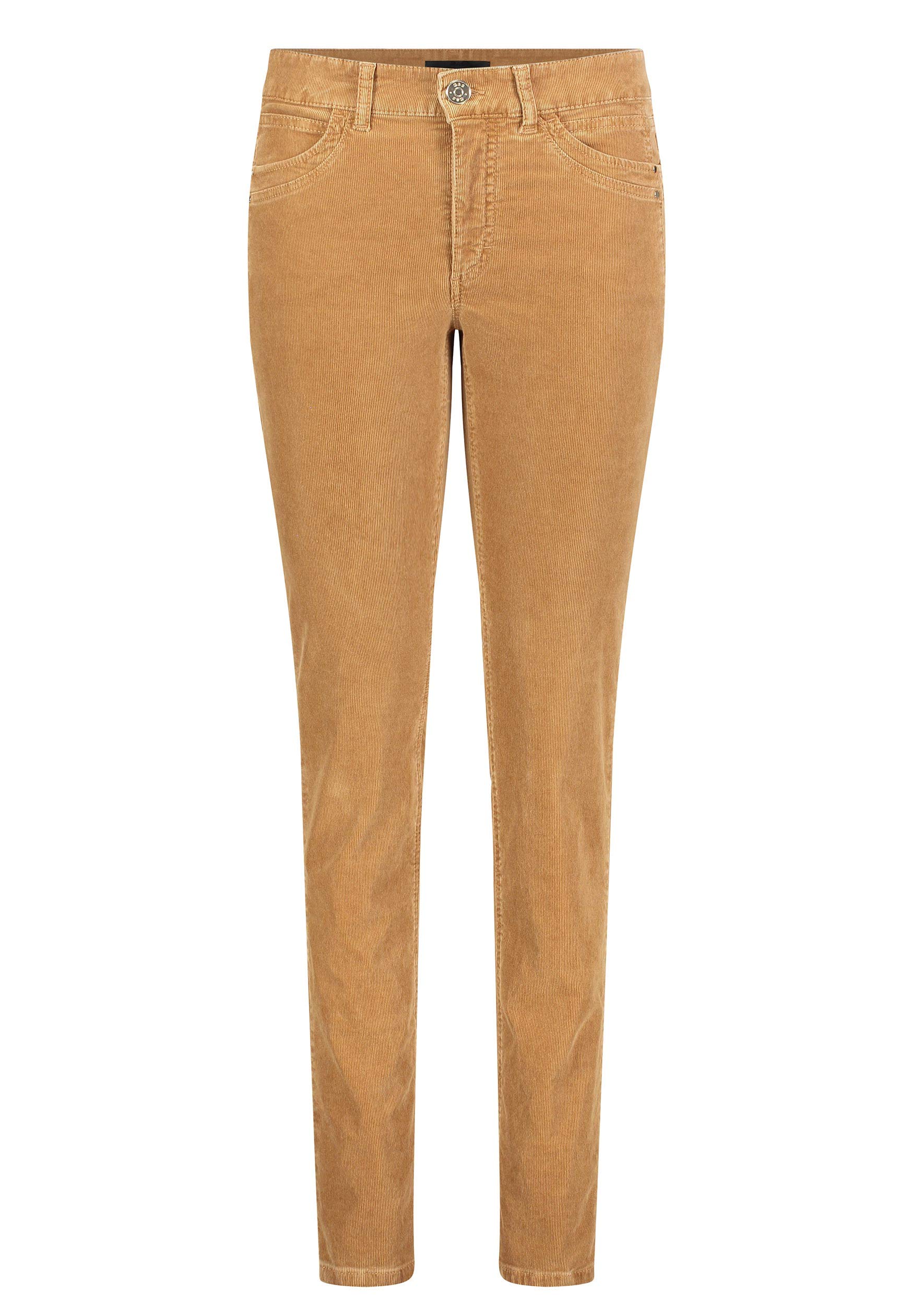 MAC Angela New Cordjeans Stretchjeans Slim Fit Straight Leg Damen, Farbe:Camel