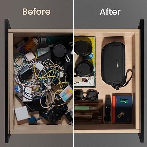 Vista 105 de tomtoc Estuche organizador de accesorios de viaje para electrónicos y cables, para teléfono, Airpods, unidad USB y artículos diarios y esenciales