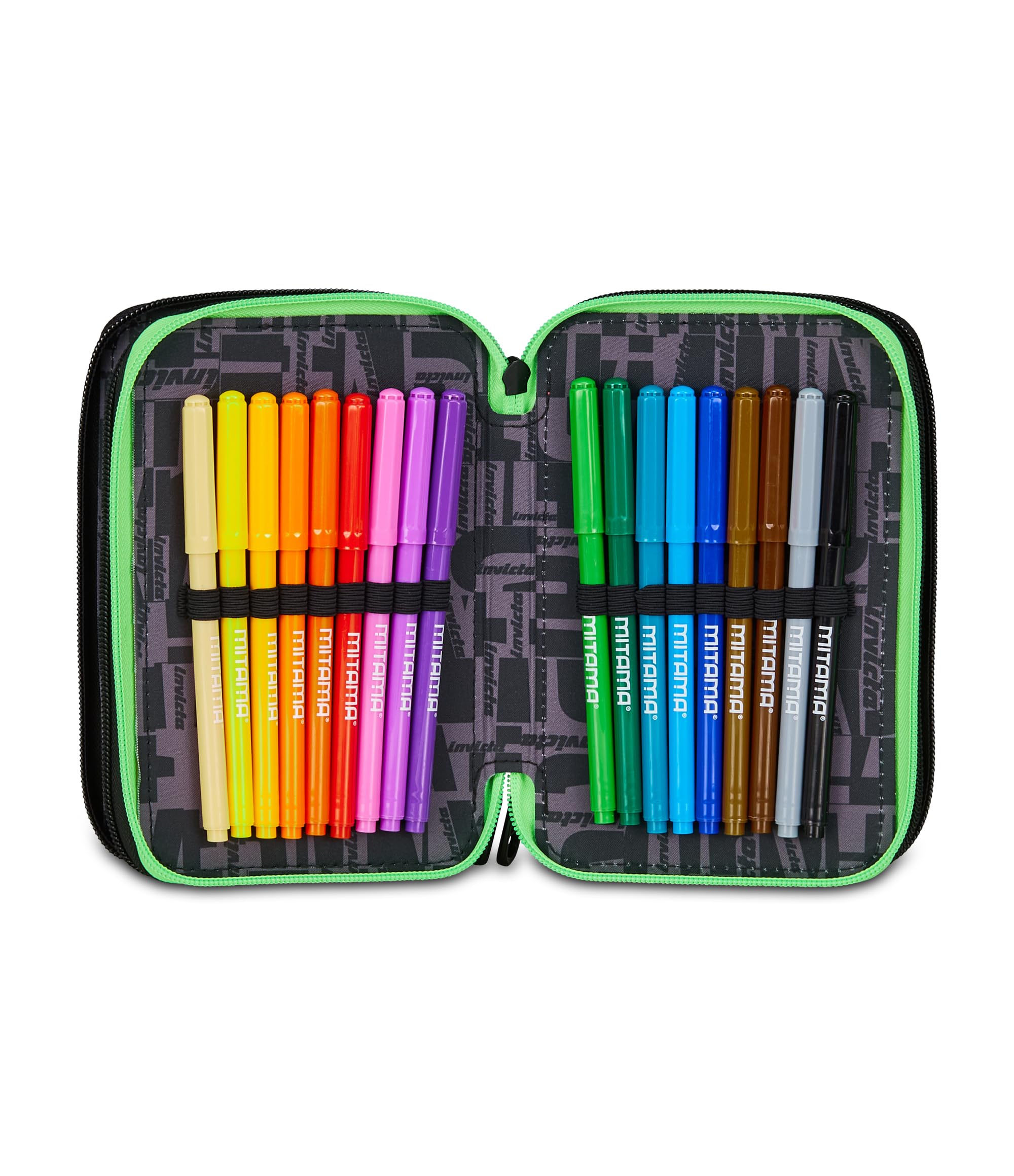 Invicta Schulmäppchen mit 3 Reißverschlüssen, Fantasy, Blau, Stiftehalter, Dreifachfach, komplett mit Stiften, Bleistiften, Farben, Zubehör Rucksack, Grundschule, Kinder, blau, Modern