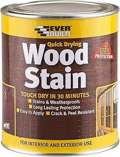 Everbuild Satin Wood Stain – Indoor And Outdoor Use – Weatherproof – UV-Resistant – Quick Drying – Solvent Free – Natural Oak – 250ml