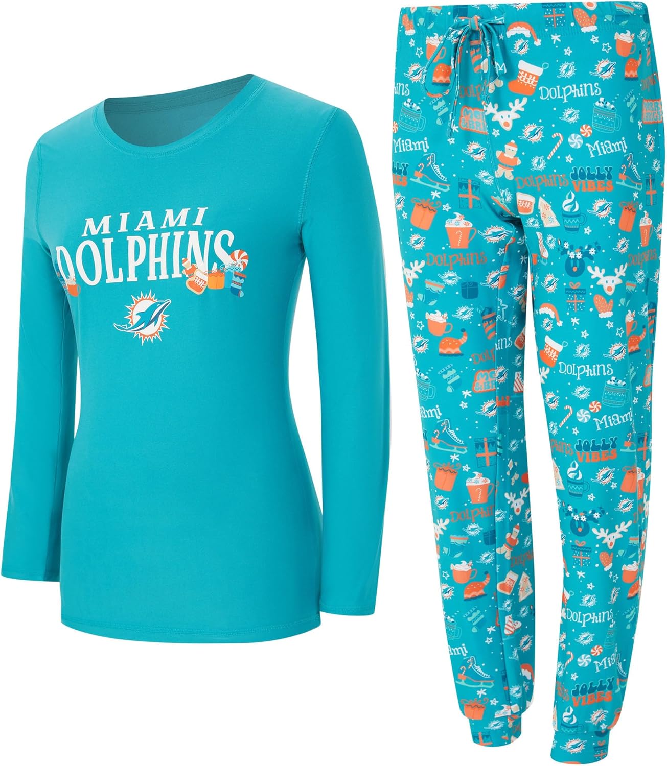 Concepts Sport Women's NFL Chesnut Long Sleeve T-Shirt and Pant Sleep Set