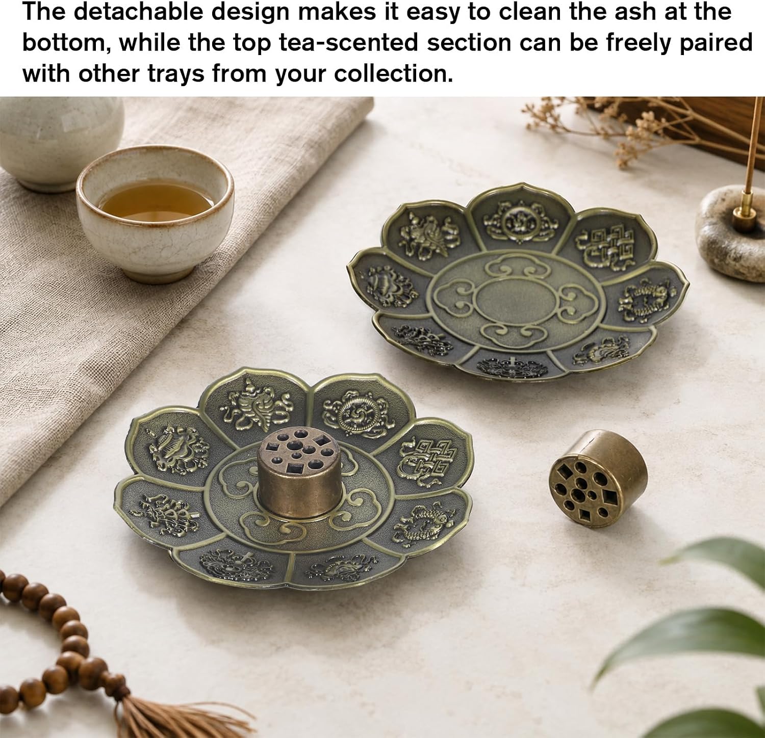 2 Set Incense Holder for Sticks, Copper Incense Burner with 11 Holes