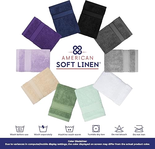 Miniatura 7 de American Soft Linen, Salem Toallas de lujo, juego de 4 toallas para baño y cocina, 100% algodón turco suave torcido, 13 x 13 pulgadas, trapos de