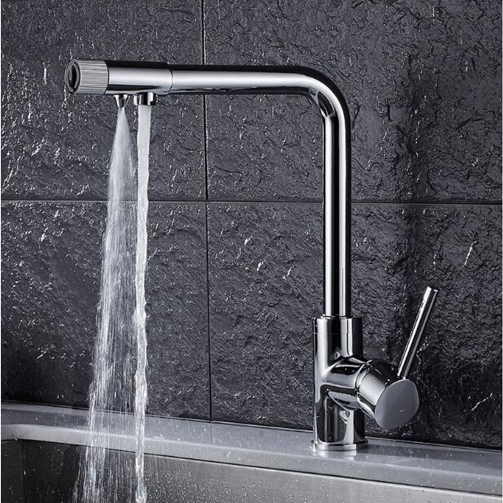 Mitigeur en laiton doré cuisine robinet de filtre à eau luxe chrome