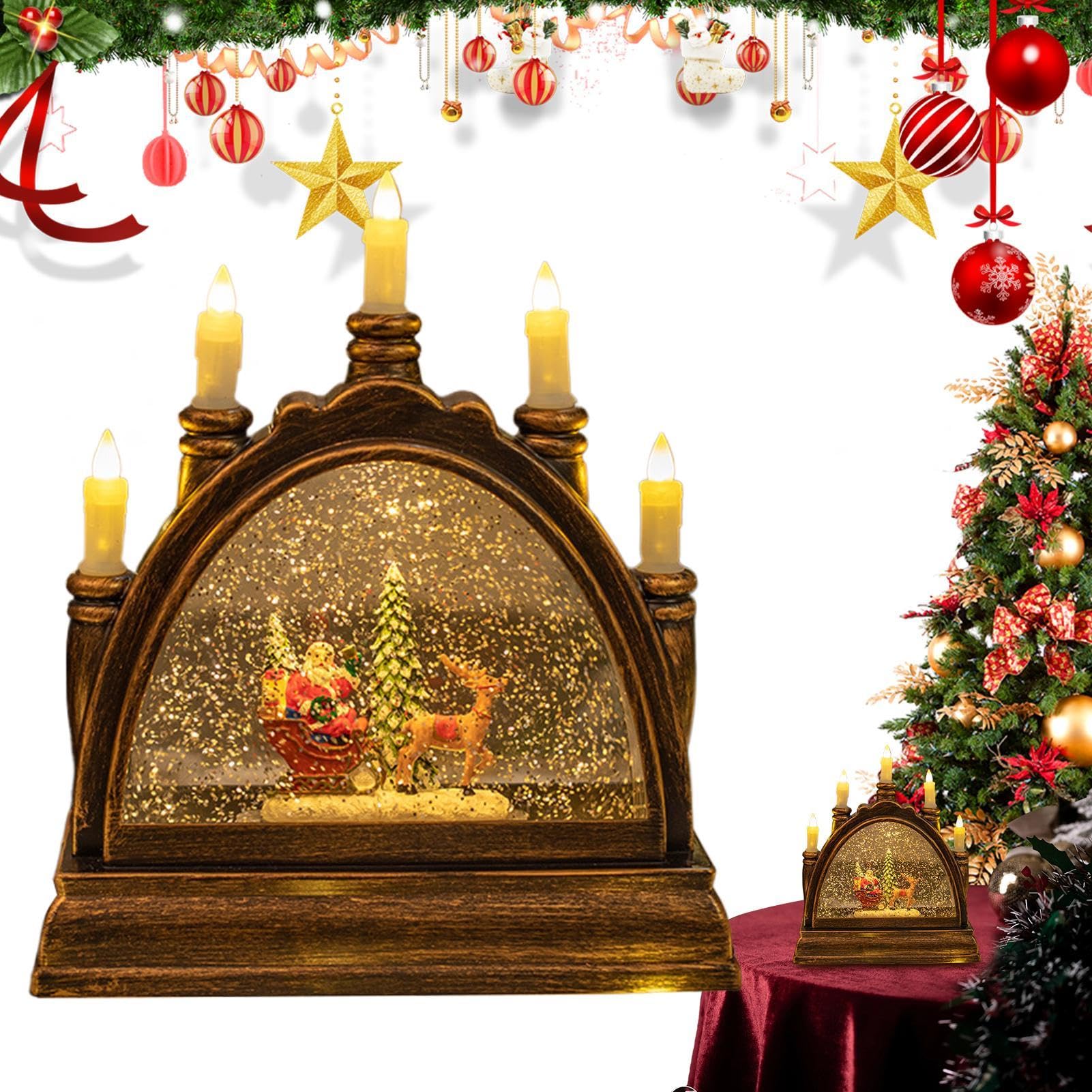 Palla di neve natalizia, lanterna ad acqua illuminata, neve scintillante | Mappamondo | Scena musicale con neve | Decorazione a sfera | Lanterne d'acqua scintillanti Musica natalizia per soggiorno