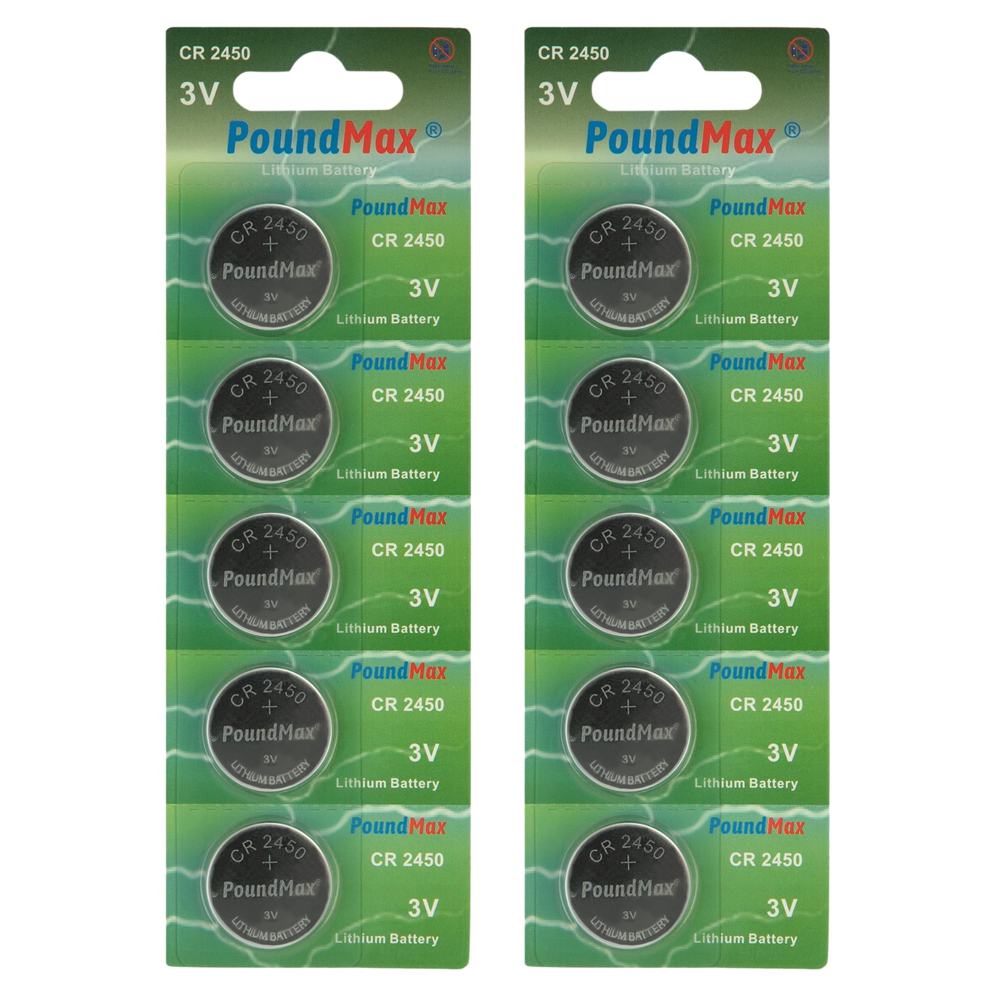 10 x PoundMax 2450 CR2450 DL2450 3V Lityum Madeni Para Pilleri