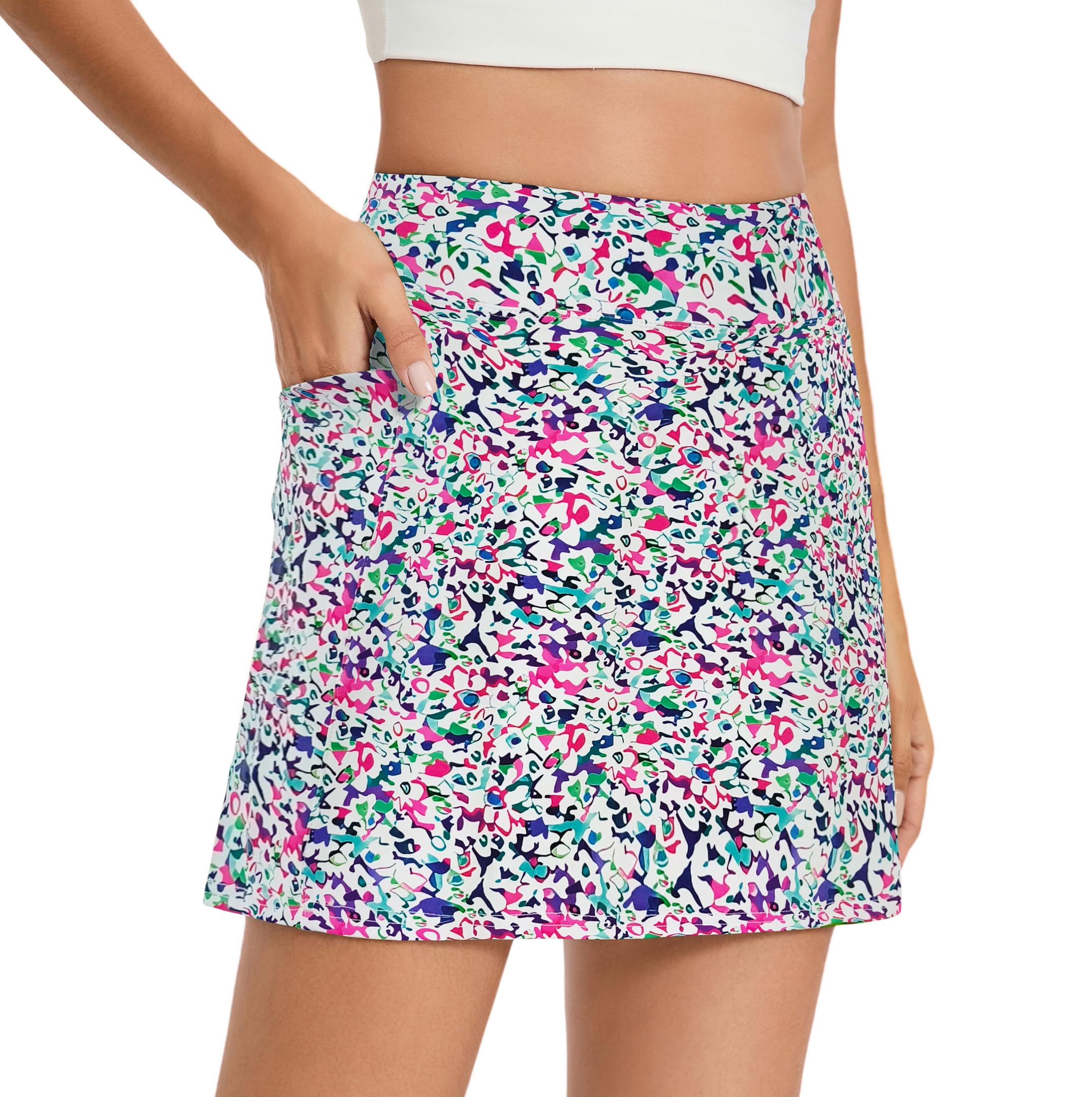 Oyamiki Skorts für Damen, Sport-Tennisrock, hohe Taille, mit Shorts, Taschen, sportlich, Sommer, lässig, Golfröcke