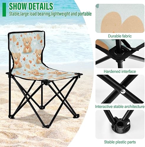 Miniatura 5 de Outdoor Folding Teddy Bear Red Heart Valentine's Day Camping Chairs for Adults Portable Camping Chair Lightweight Lawn Chair 202a5099