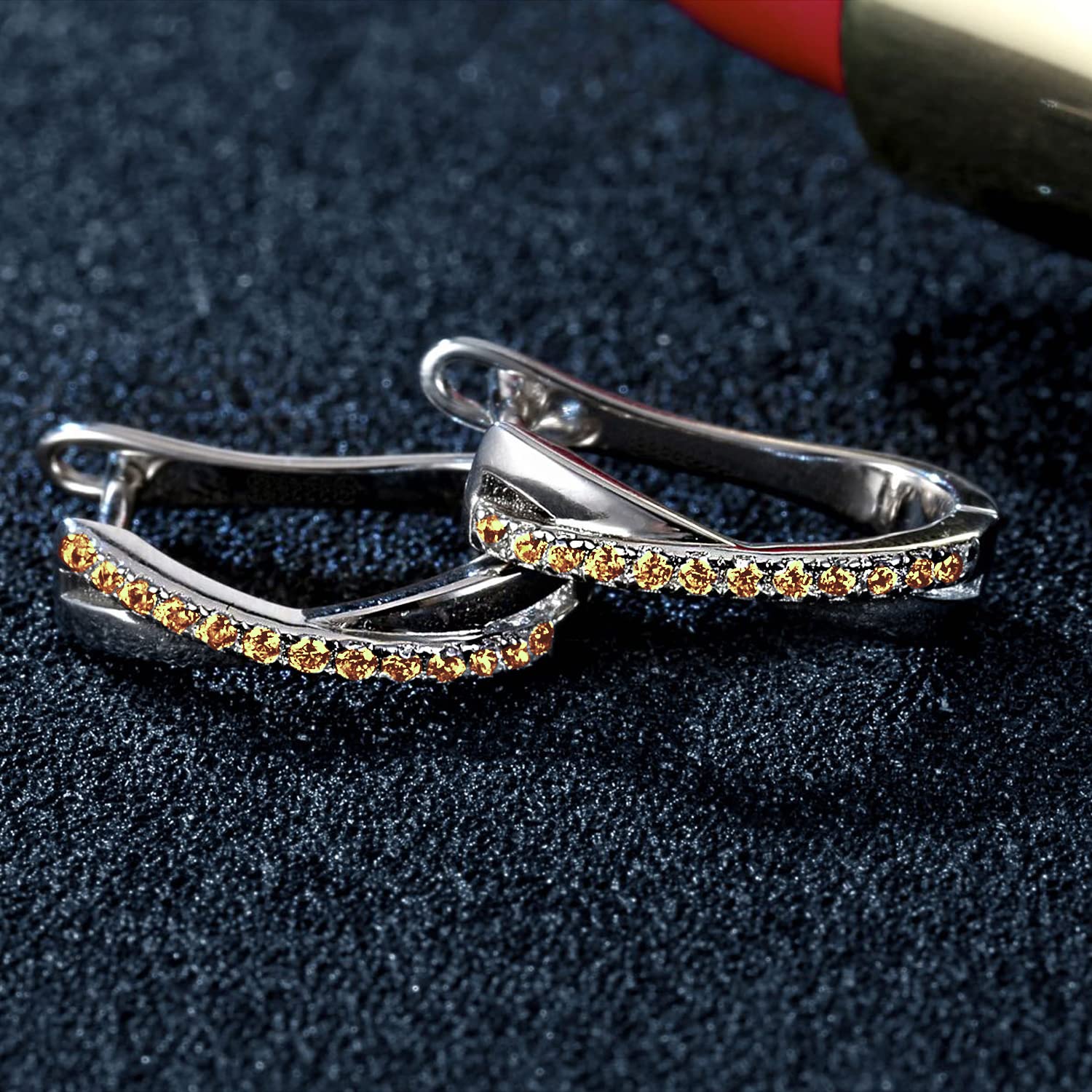 YOURDORA Donna Orecchini a Cerchio Originali in Argento 925 Zirconi Anello Contorto Idea Regalo Gioielli