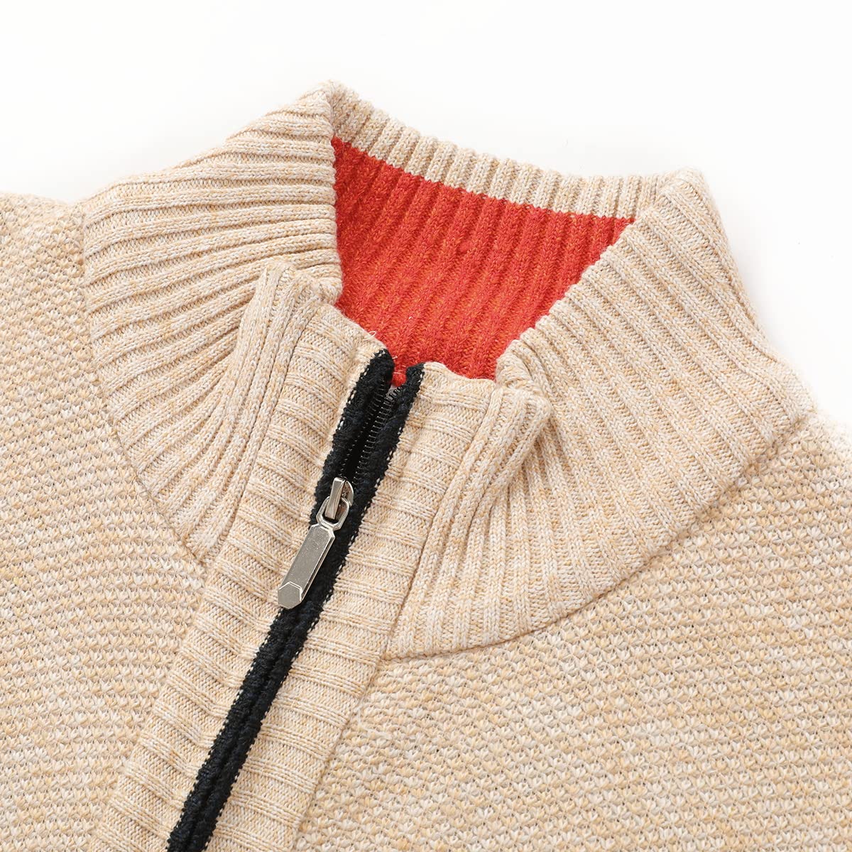 Sliktaa Gilet Cardigan Veste pour Hommes Grosse Maille avec Col Droit Slim Fit Manteau 8 Couleurs