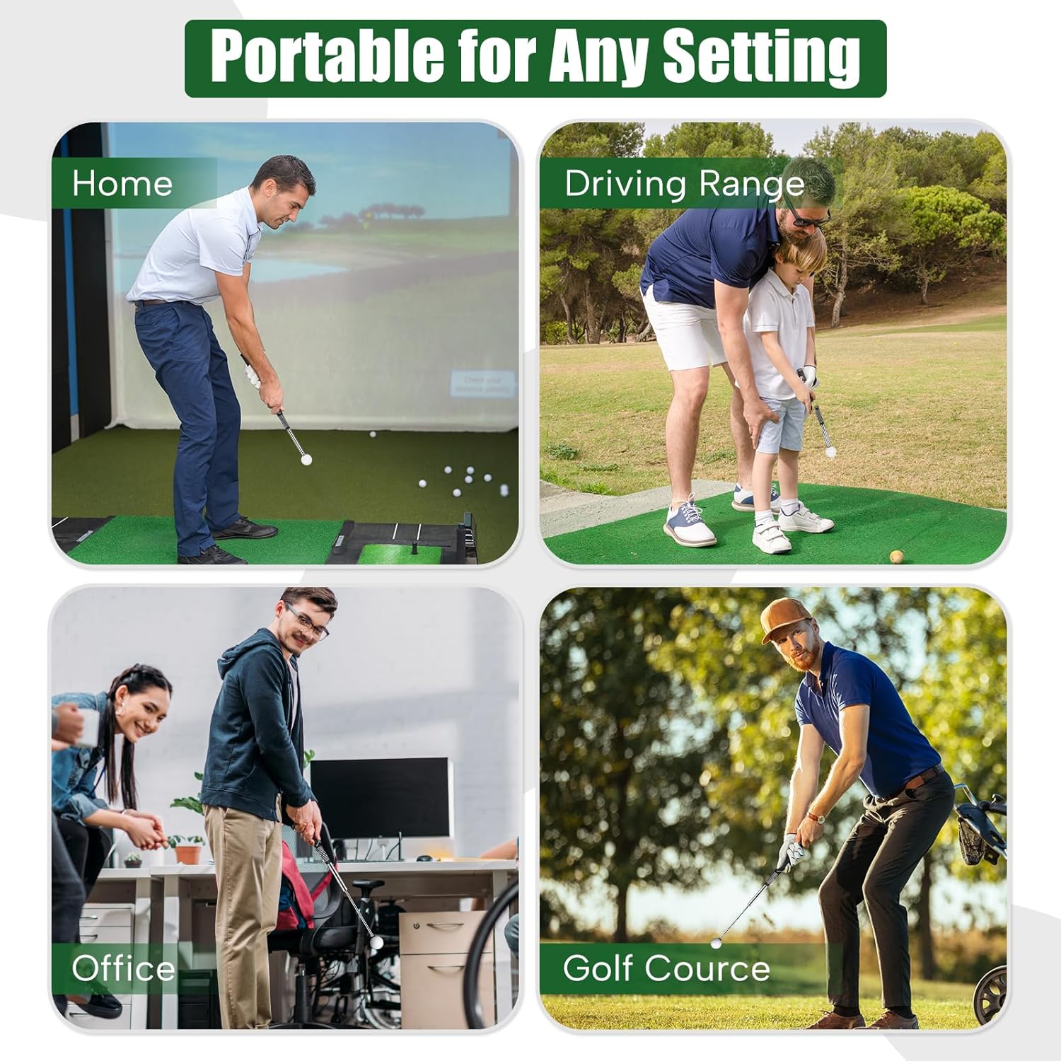 Retractable Golf Swing Training Aid, Golf Grip Trainer for Swing Tempo & Chipping Practice, Right-Handed Golf Swing Trainer with Arm Band for Beginners, Indoor Outdoor Practice