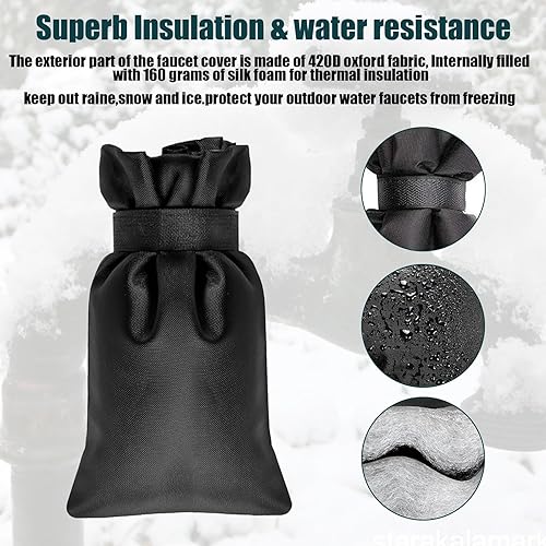 Miniatura 5 de Fundas de grifo para exteriores para protección contra la congelación de invierno, aptas para grifos de agua al aire libre, calcetines para