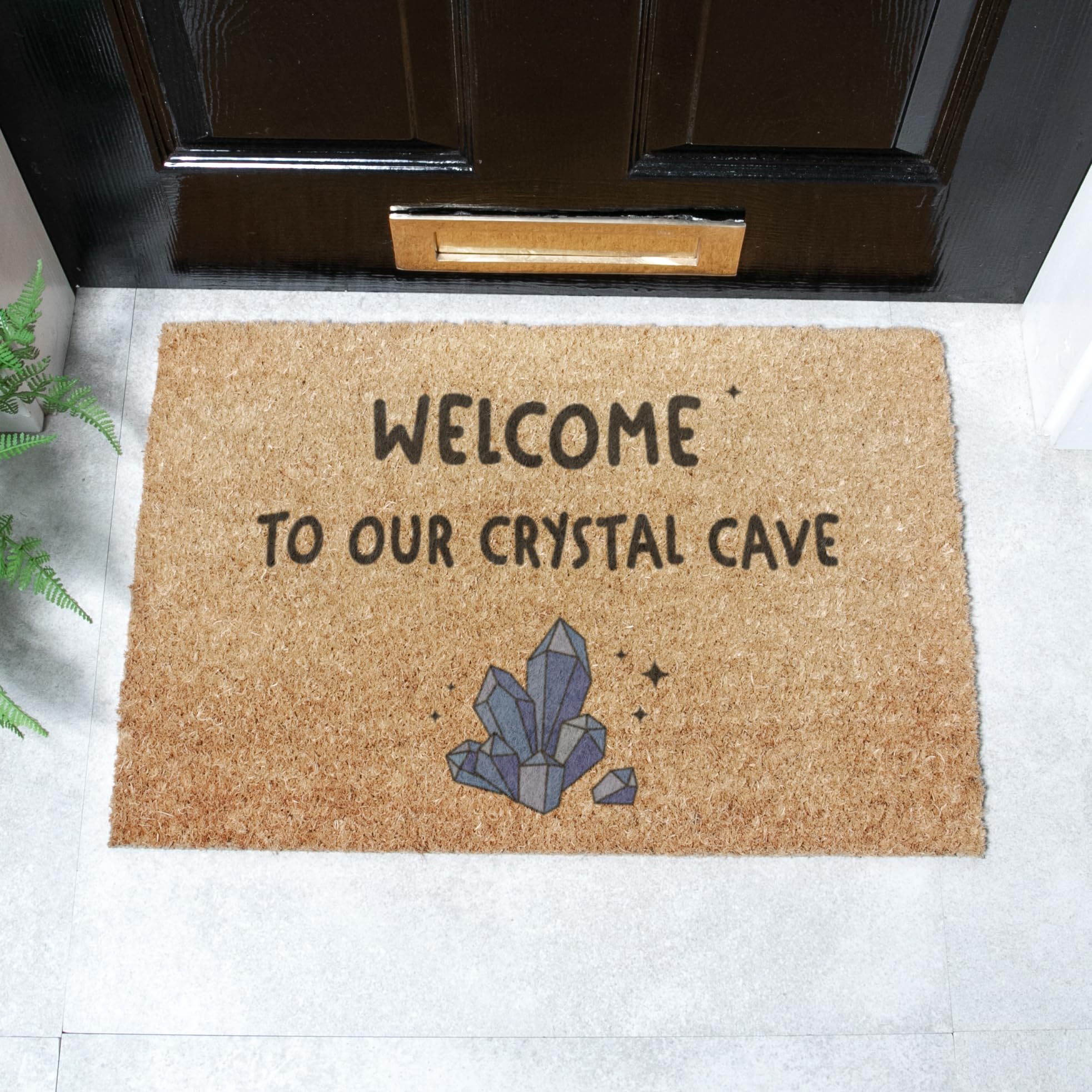 Artsy Mats - Welcome To Our Crystal Cave Coir Doormat - Made from Tufted Coconut Fibre - Non-Slip Natural Rubber Backed Doormats Indoor - Heavy Duty, Decorative OutDoormats, (60x40cm) โ image 1